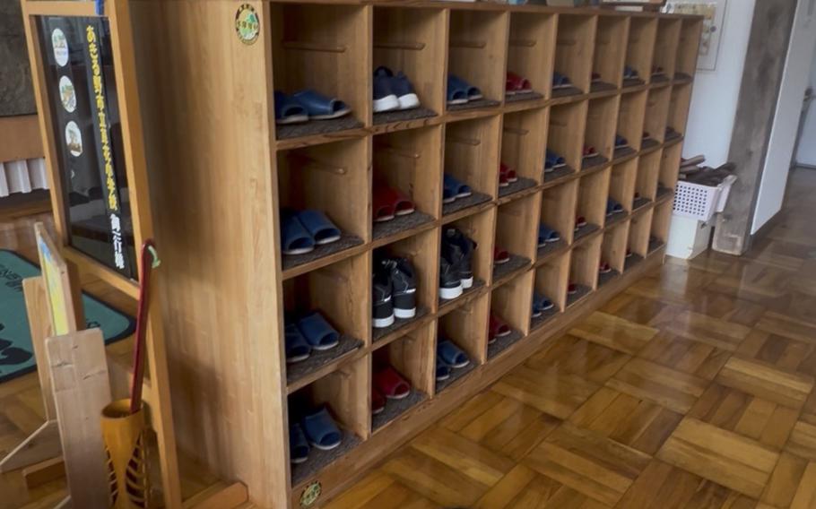 Tokura Shiroyama Terrace Restaurant entrance and shoe rack